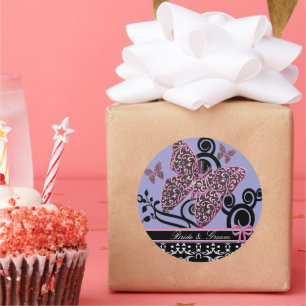 Sticker Rond Boutons de mariée et de chambre tourbillonne rose 