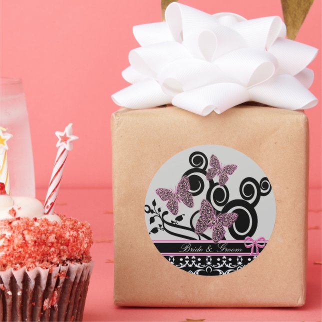 Sticker Rond Boutons de mariée et de chambre tourbillonne rose  (Fête)