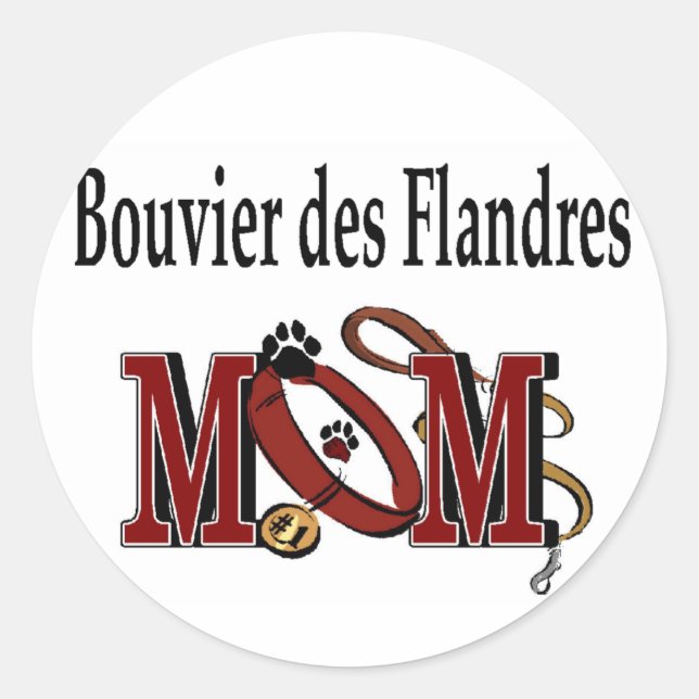 Sticker Rond Bouvier des Flandres Chien MOM (Devant)