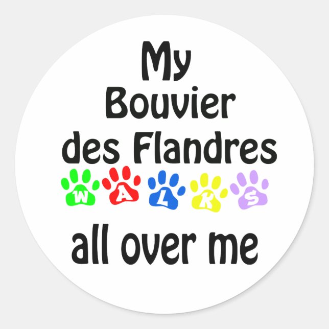 Sticker Rond Bouvier des Flandres Walks Design (Devant)
