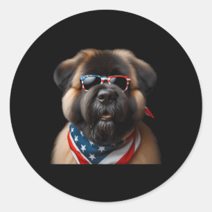 Sticker Rond Bouviers Des Flandres Chien 4 juillet American Ind