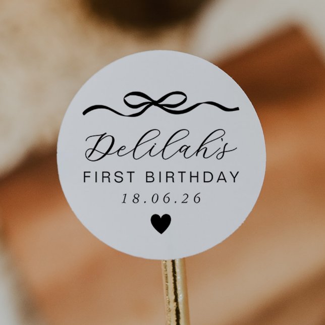 Sticker Rond Bow 1er anniversaire (Créateur téléchargé)
