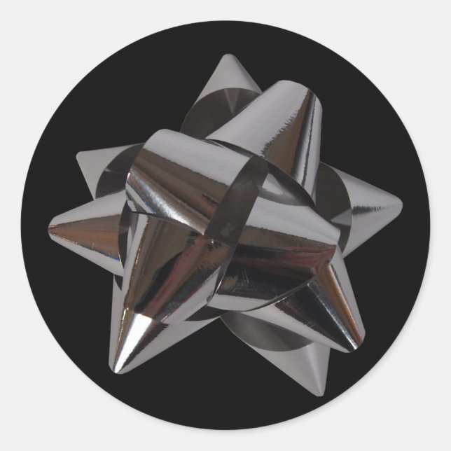 Sticker Rond Bow argenté brillant (Devant)