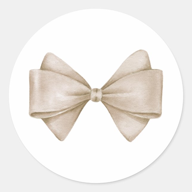 Sticker Rond Bow Beige Baby shower Boho moderne (Devant)