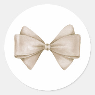 Sticker Rond Bow Beige Baby shower Boho moderne