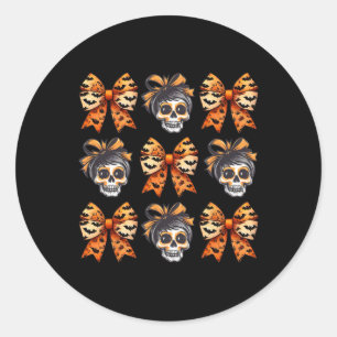Sticker Rond Bow Halloween Saison Éffrayante Skeleton mignonne