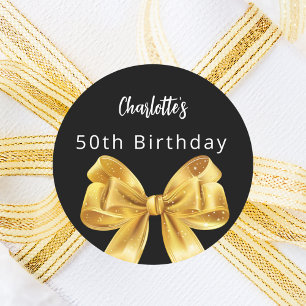 Sticker Rond Bow or noir Anniversaire