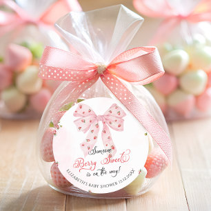 Sticker Rond Bow rose Berry Baby shower sucré