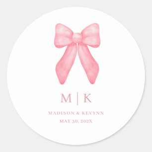 Sticker Rond Bow rose gribouillé   Mariage