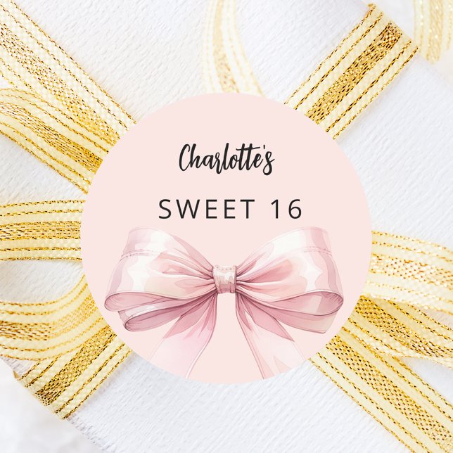 Sticker Rond Bow rose Sweet 16 (Créateur téléchargé)