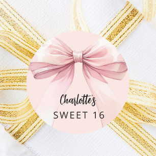 Sticker Rond Bow rose Sweet 16