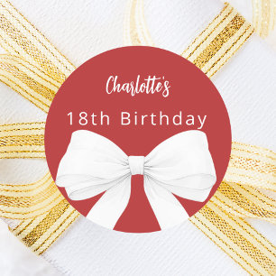 Sticker Rond Bow rouge blanc Anniversaire