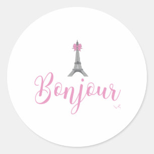 Sticker Rond Bow Tour Bonjour-Eiffel unique