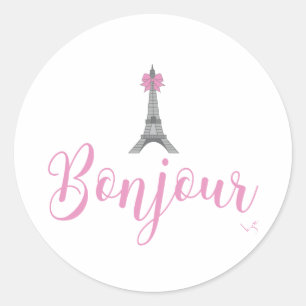 Sticker Rond Bow Tour Bonjour-Eiffel unique