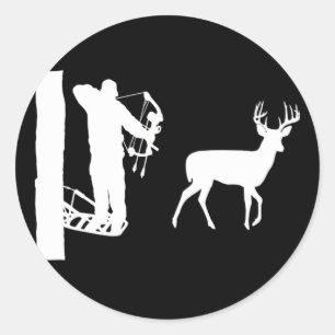 Sticker Rond Bowhunter dans le Treestand Shooting Deer