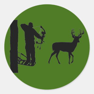 Sticker Rond Bowhunter dans le Treestand Shooting Deer