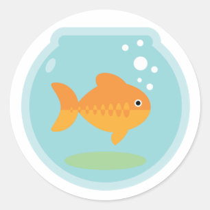 Sticker Rond Bowl de poisson d'or