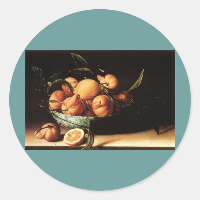 Sticker Rond Bowl of Curacao Oranges de Louise Moillon (1634) (Devant)