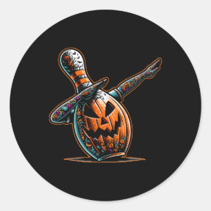 Sticker Rond Bowler Bowler Dabbing Bowler Jack-o'-lantern Éffra