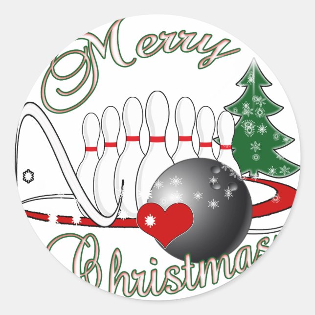 STICKER ROND BOWLER / BOWLING MERRY NOËL (Devant)