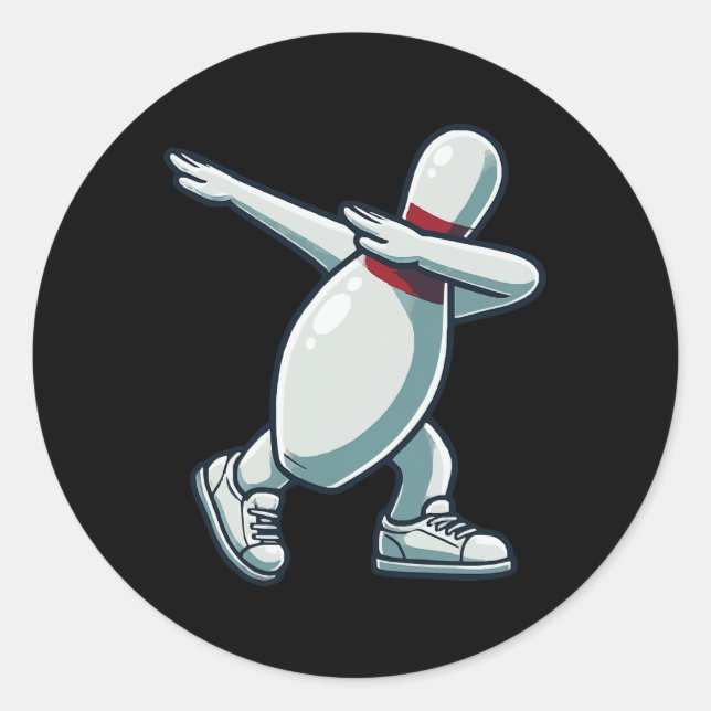Sticker Rond Bowler Pin Dabbing Drôle Bowler Bowling Lover Sar (Devant)