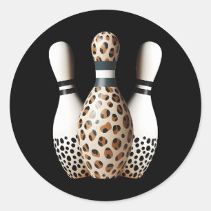 Sticker Rond Bowler Pins Leopard Cheetah Print Bowler Sport Gr