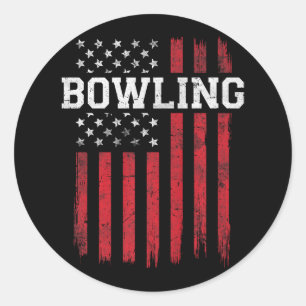 Sticker Rond Bowling American Flag USA Patriot Patriotic Bowler