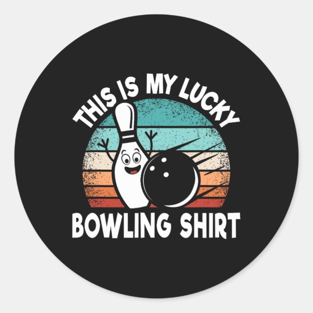 Sticker Rond Bowling Amusant Bowling C'Est Mon Lucky Bowlin (Devant)