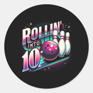 Sticker Rond Bowling Anniversaire Début de la fête des 10 ans 1