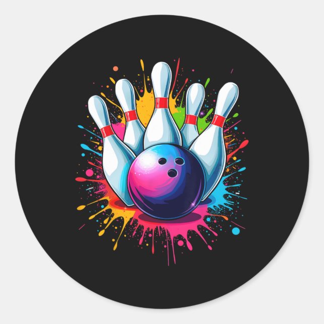Sticker Rond Bowling Art coloré (Devant)