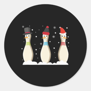Sticker Rond Bowling Boule de Noël Pins de bowling Santa Hat Ca