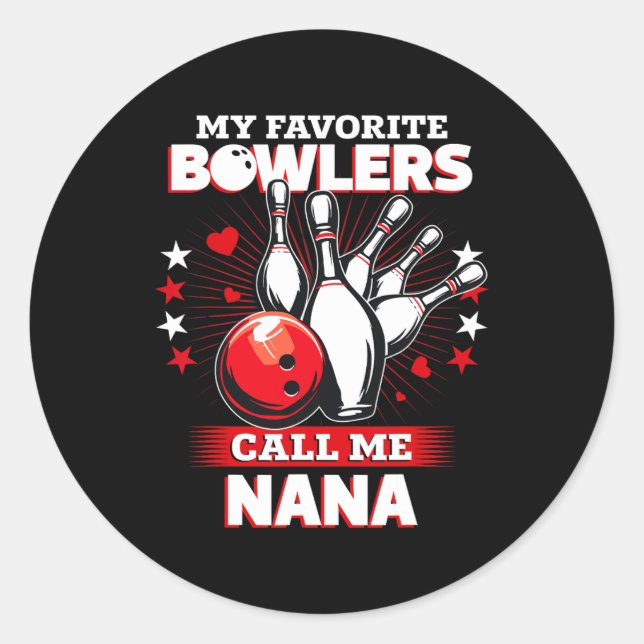 Sticker Rond Bowling Bowler Mon Bowler Favori M'Appelle N (Devant)
