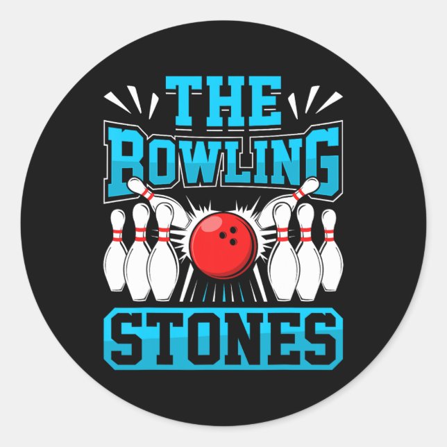 Sticker Rond Bowling Bowling Stones Funny Bowlers Bowling L (Devant)