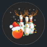 Sticker Rond Bowling Cadeaux Noël Bowling Santa Hat Christma<br><div class="desc">Bowling cadeaux de Noël Bowling Santa Hat lumières de Noël</div>