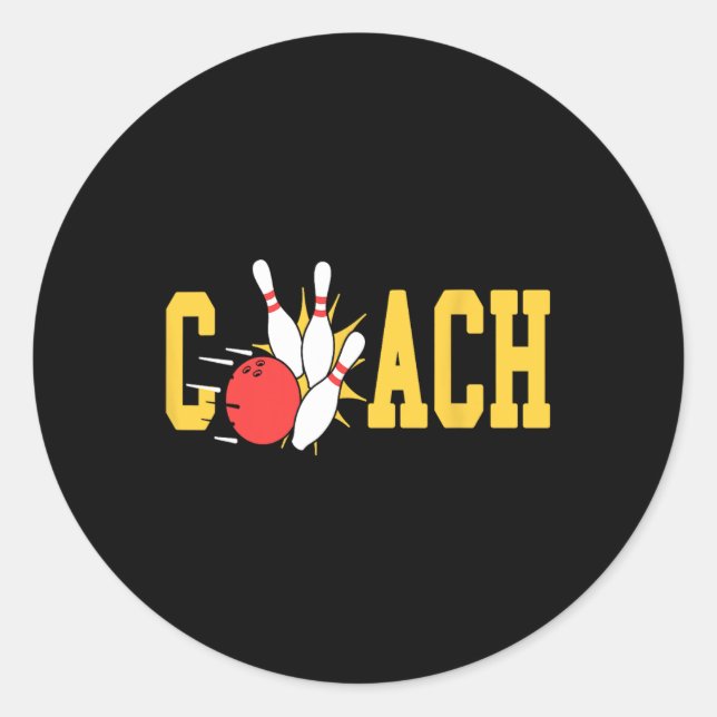 Sticker Rond Bowling Coach Grèves Pins Bowling Team Amusement (Devant)