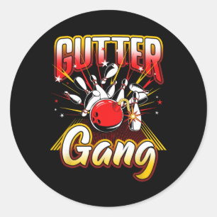 Sticker Rond Bowling Cool Gutter Gang Bowlers 10 broches