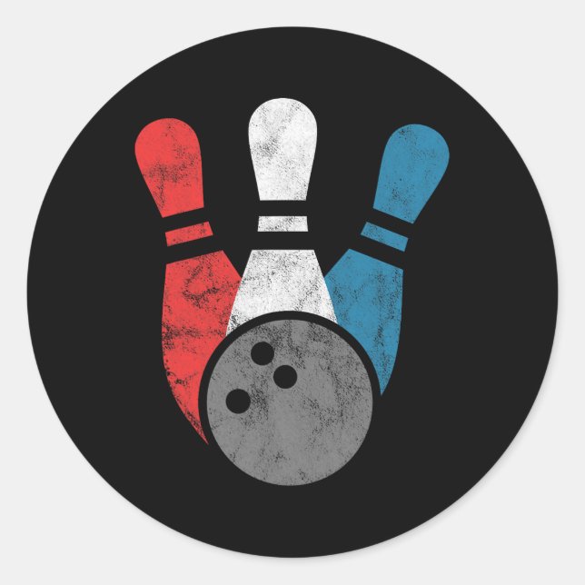 Sticker Rond Bowling Distressed Pour Hommes Pins De Bowling Et  (Devant)