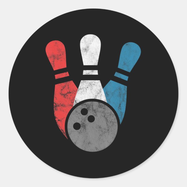 Sticker Rond Bowling Distressed Pour Hommes Pins De Bowling Et  (Devant)