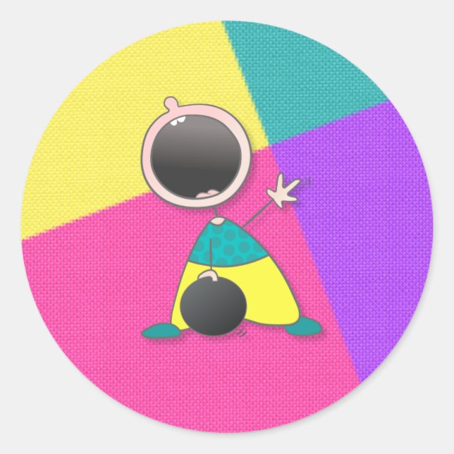 Sticker Rond Bowling drôle | Funny Kid Bowling (Devant)