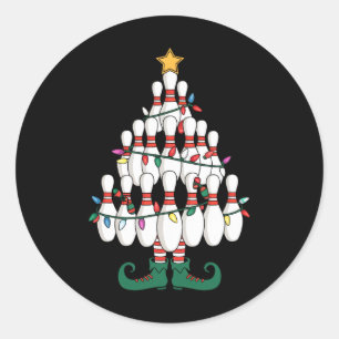 Sticker Rond Bowling Elves Pin Strike Christmas Tree Lights Xma