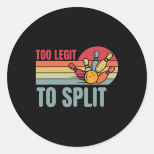 Sticker Rond Bowling Funny Bowler Team Retro Trop Léger Pour Fr