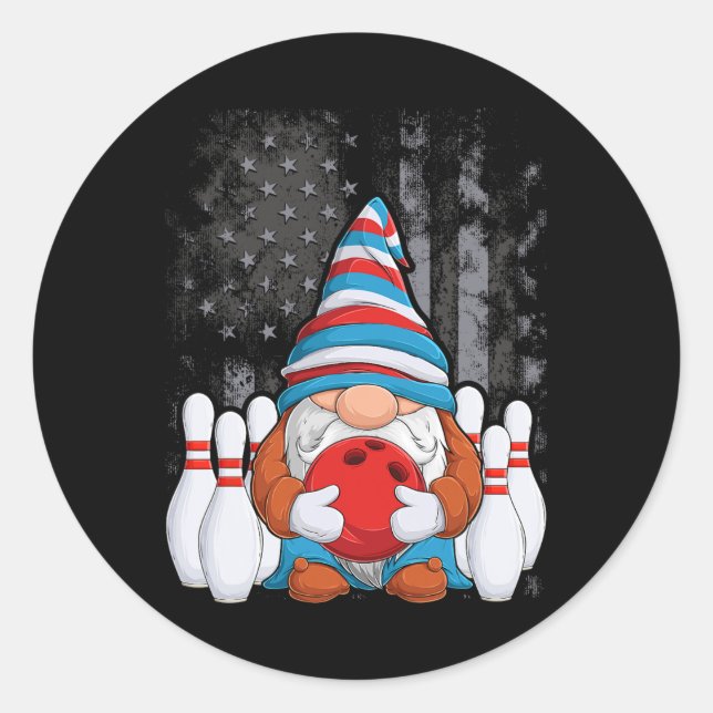 Sticker Rond Bowling Gnome Bowling Gnomes Funny Gnome Bowling (Devant)