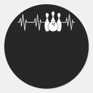 Sticker Rond Bowling Heart Bowling Bowling Pin et Ball