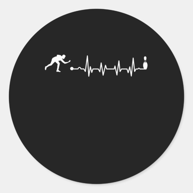 Sticker Rond Bowling Heartbeat Bowling Bowlers Skittles Cadeaux (Devant)