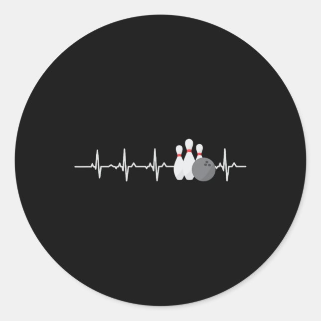 Sticker Rond Bowling Heartbeat Funny Bowler League Team Don Me (Devant)