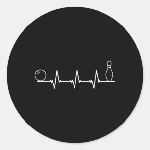 Sticker Rond Bowling Heartbeat Funny Bowling Gift