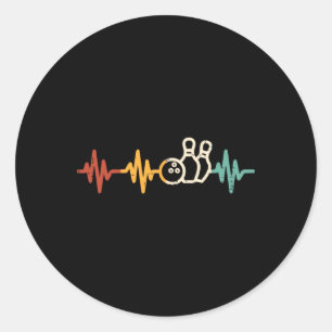 Sticker Rond Bowling Heartbeat Retro Bowler Joueur d'équipe Hom