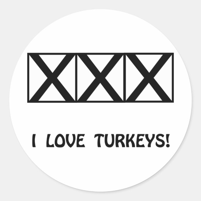 Sticker Rond Bowling, I Love Turkeys T-Shirts & Gifts (Devant)