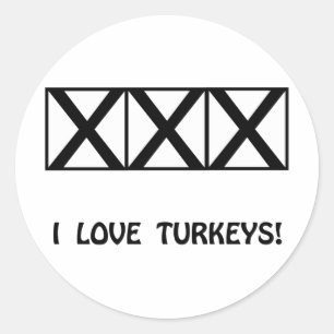 Sticker Rond Bowling, I Love Turkeys T-Shirts & Gifts