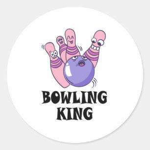 Sticker Rond Bowling King Childrens fête d'anniversaire
